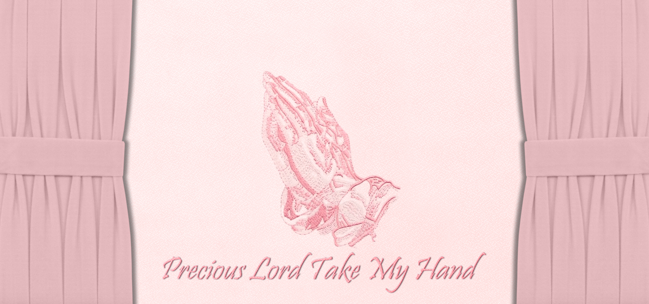 P 519 Cu PK Precious Lord Take My Hand with Curtins Pink Faux